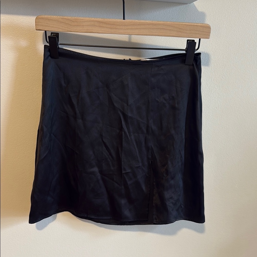 Reformation Black Silky Slip Skirt
